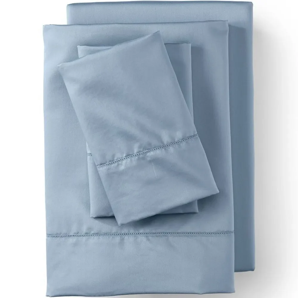 Land's End 700 Thread Count Egyptian Cotton Sheets Blue Pewter No Iron Cal King